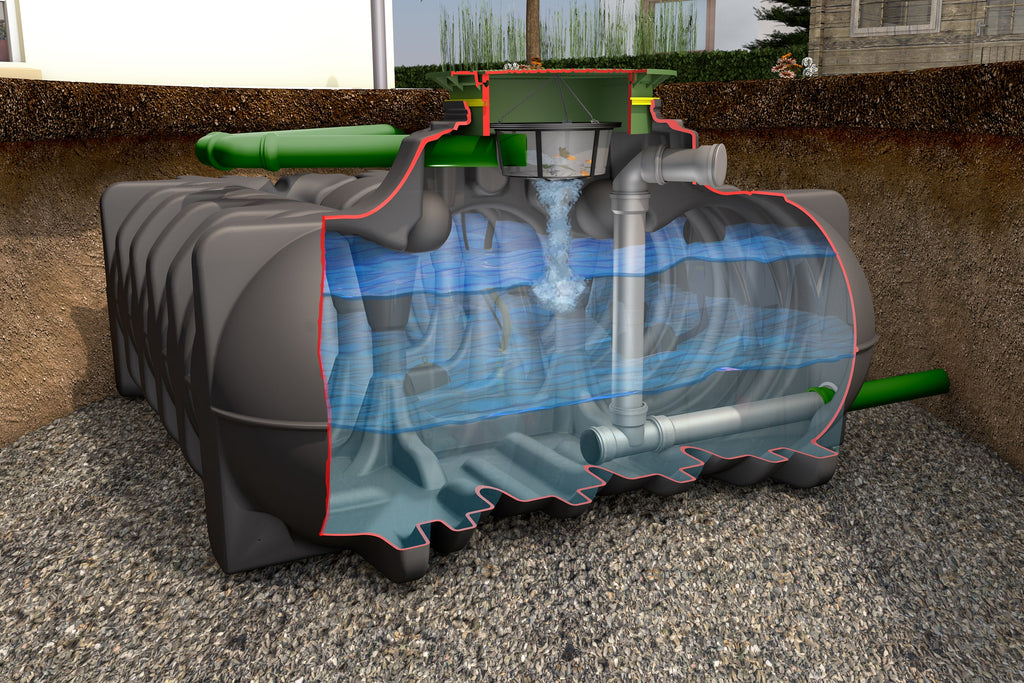 SuDS Rainwater Attenuation Tank with integrated flow regulator - Freeflush Water Management Ltd.