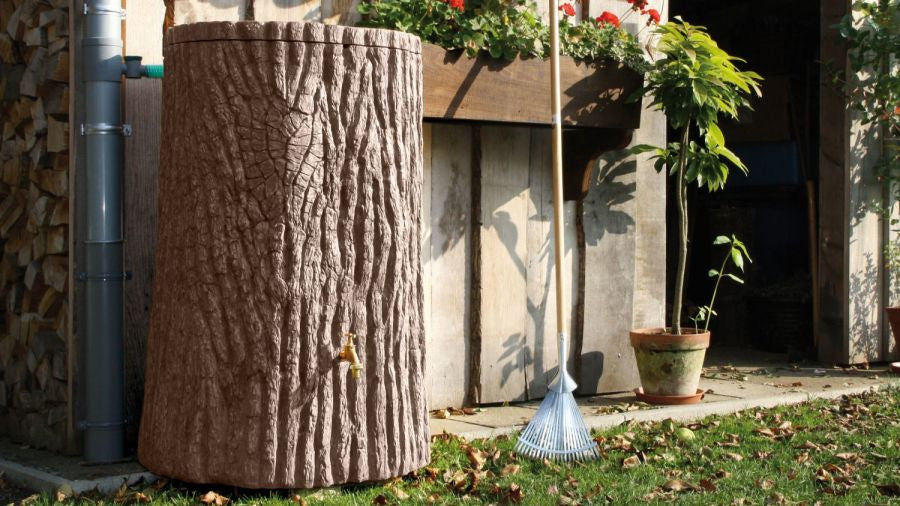 Evergreen Tree Trunk Water Butt – 475 Litres - Freeflush Rainwater Harvesting Ltd. 