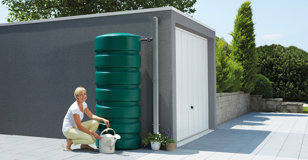 Classic large slim water butt with diverter and tap - 300 and 650 litre capacity - Freeflush Rainwater Harvesting Ltd. 