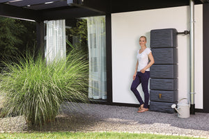 300l slim wall water butt stone or wood effect - free tap - Freeflush Rainwater Harvesting Ltd.