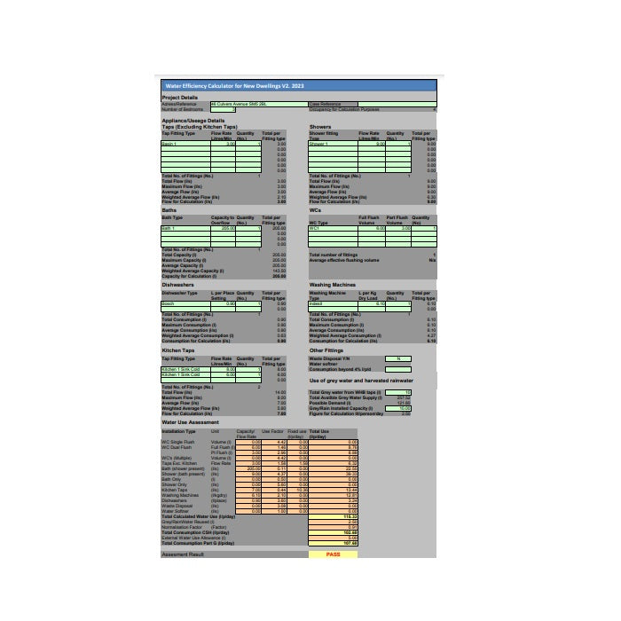 Water Efficiency Calculation Part G
