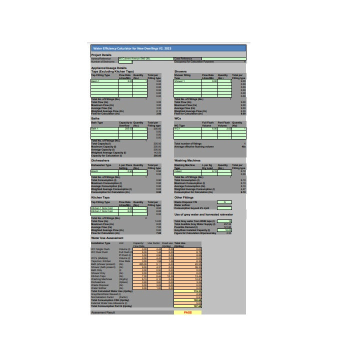 Water Efficiency Calculation