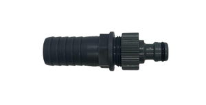 Freeflush hose adaptor/reducer, 1 1/4" to 1/2" barbed, snap lock (hozelock)
