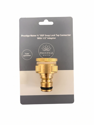 Prestige Water 3/4" BSP Snap Lock Tap Connector with 1/2" Adaptor - Freeflush Water Management Ltd. 