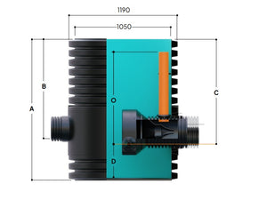 Vortiflo Complete Vortex Flow Control Chamber 1050mm