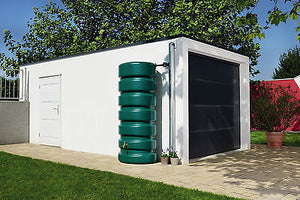 Classic large slim water butt with diverter and tap - 300 and 650 litre capacity - Freeflush Rainwater Harvesting Ltd. 