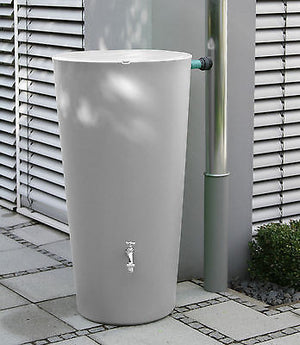 Elegant modern rainwater harvesting rainbowl water butt 210 litre, including tap and diverter - Freeflush Rainwater Harvesting Ltd. 