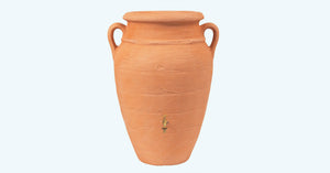 Antique wall (flat back) amphora terracotta water butt - 260  litre capacity - Freeflush Rainwater Harvesting Ltd. 