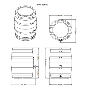 Barrica rain water barrel water butt -260 and 420 litre capacity - Freeflush Water Management Ltd. 