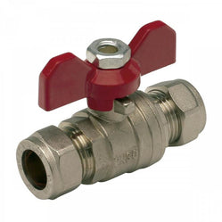 15 and 22mm Brass Compression Valve with Butterfly Handle