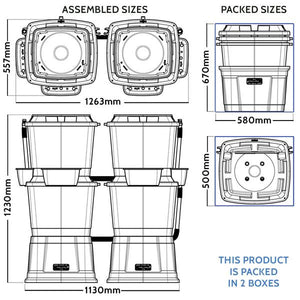Rainwater Terrace Double 2 Tier 268 Litre Water Butt - Freeflush Rainwater Harvesting Ltd. 