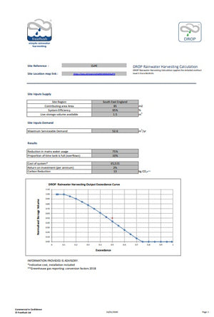 DROP Level 3 Rainwater Harvesting Calculation (Desktop Feasibility)