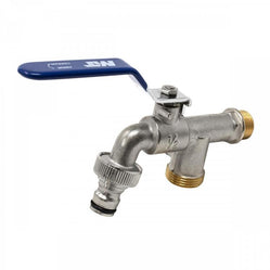 Garden lever tap with 2 outlets