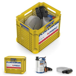 Plug & Drain Submersible Flood Pump– Emergency Kit for draining floodwater