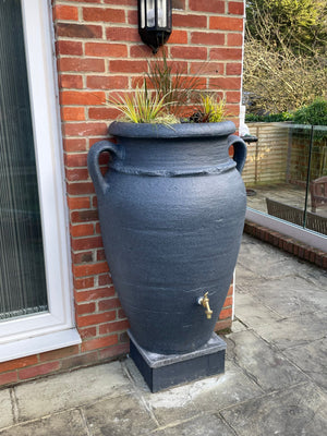 Antique wall (flat back) amphora terracotta water butt - 260  litre capacity