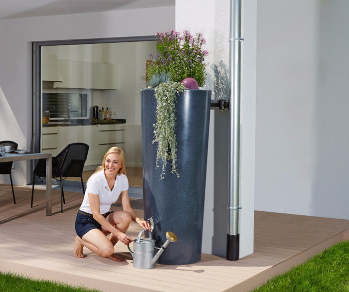 Stone 2 in 1 water tank butt with planter - 350 litre