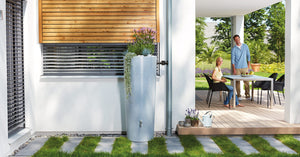 Polished stone effect 2 in 1 water tank butt with planter -350 litre - Freeflush Rainwater Harvesting Ltd. 