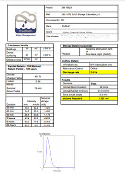 SuDS Rainwater Attenuation Sizing Design Calculation