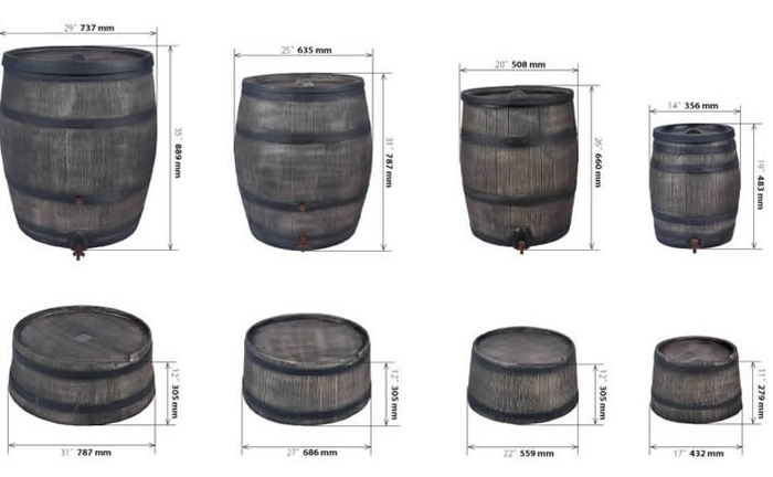 Rain Barrel - Oak Effect - 50L, 120L, 240L, 350L