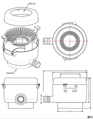 Water butt connector diverter - self cleaning rainwater filter for downpipes Garantia - Freeflush Water Management Ltd. 