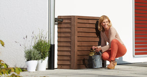 Classic slim 350l wood effect water butt with optional diverter and free tap - Freeflush Rainwater Harvesting Ltd. 