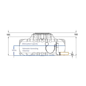 10,000 litre SuDS Rainwater Attenuation Tank  with integrated flow regulator