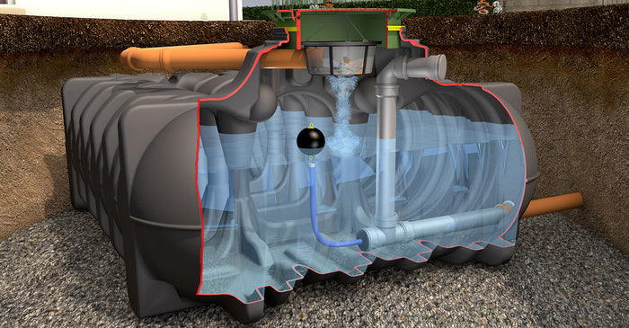 15,000 litre SuDS Rainwater Attenuation Tank with integrated flow regulator